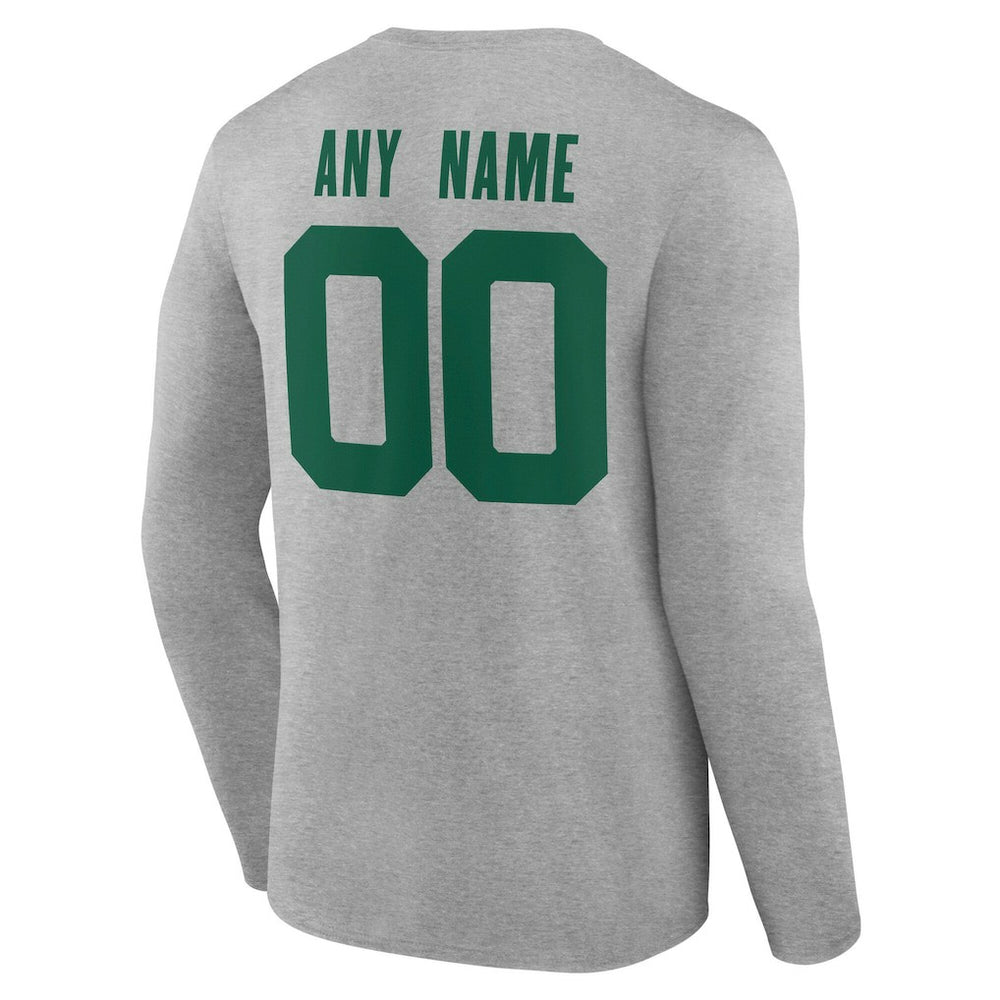 New York Jets Team Authentic Personalized Name & Number Long Sleeve T-Shirt - Gray - NFL