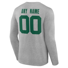 New York Jets Team Authentic Personalized Name & Number Long Sleeve T-Shirt - Gray - NFL