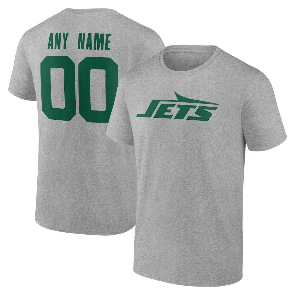 New York Jets Team Authentic Personalized Name & Number T-Shirt - Gray - NFL