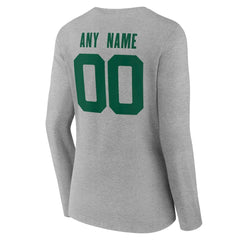 New York Jets Women's Team Authentic Personalized Name & Number Long Sleeve V-Neck T-Shirt - Gray - NFL