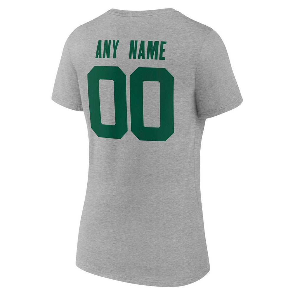 New York Jets Women's Team Authentic Personalized Name & Number V-Neck T-Shirt - Gray - NFL