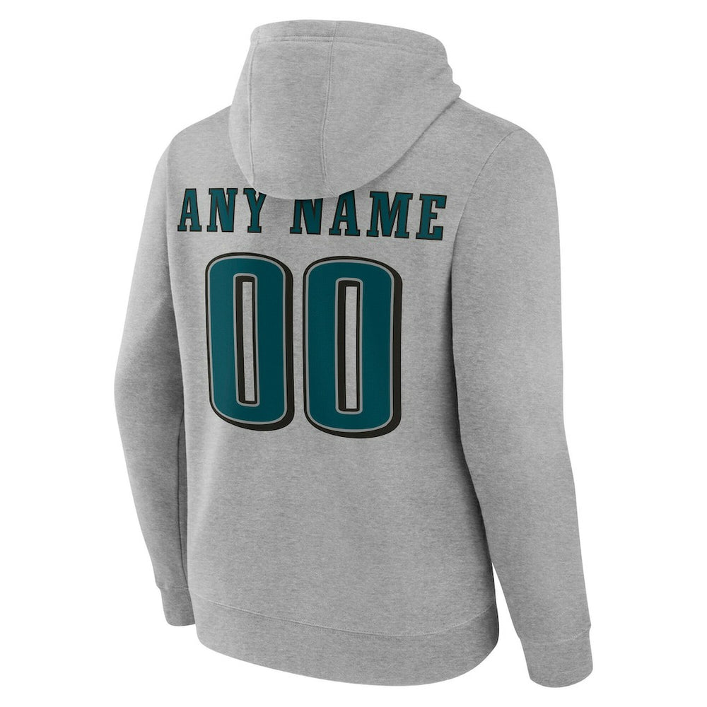 Philadelphia Eagles Team Authentic Personalized Name & Number Hoodie - Gray - NFL