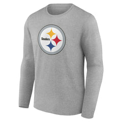 Pittsburgh Steelers Team Authentic Personalized Name & Number Long Sleeve T-Shirt - Gray - NFL