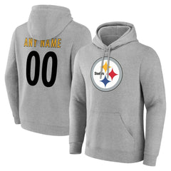 Pittsburgh Steelers Team Authentic Personalized Name & Number Hoodie - Gray - NFL