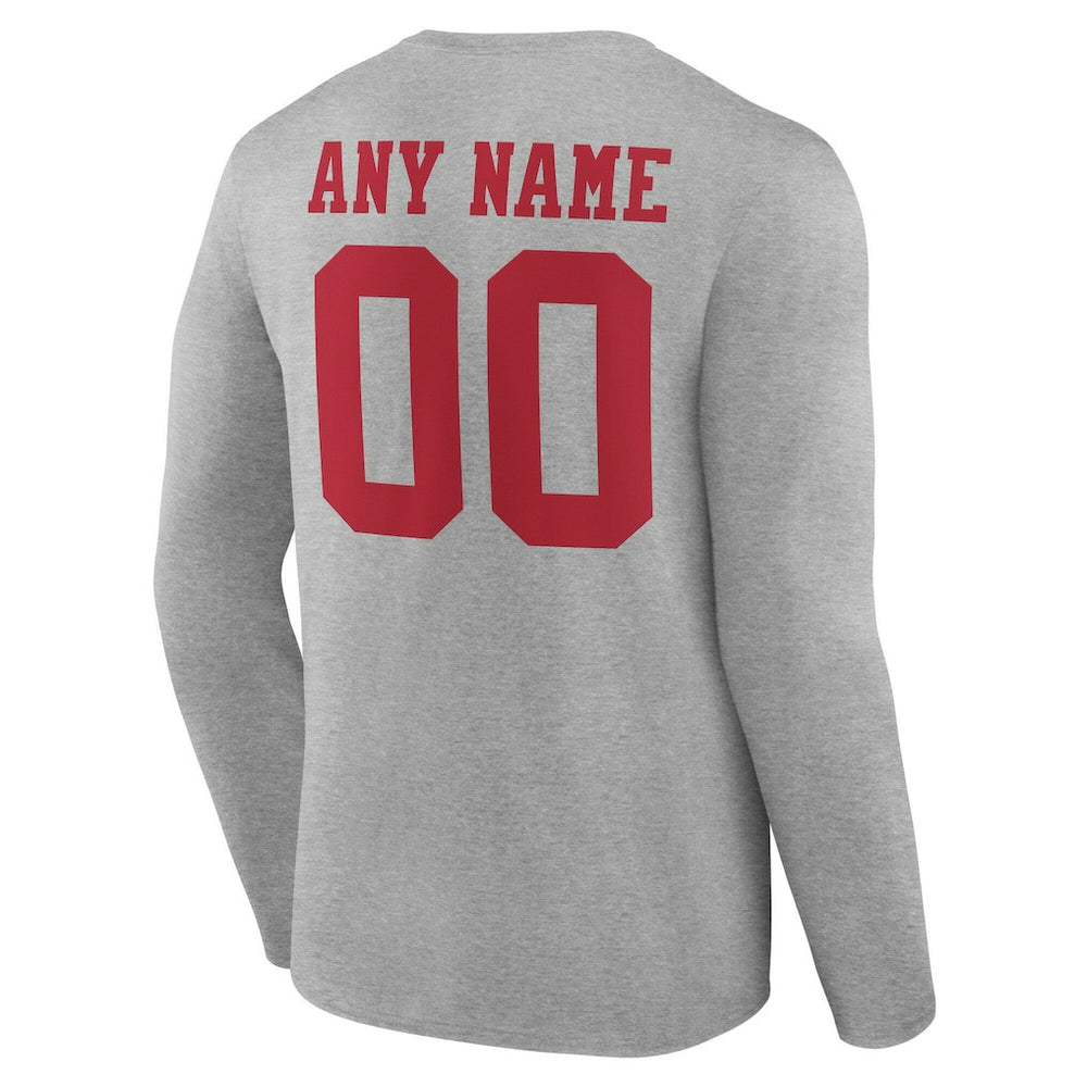 San Francisco 49ers Team Authentic Personalized Name & Number Long Sleeve T-Shirt - Gray - NFL