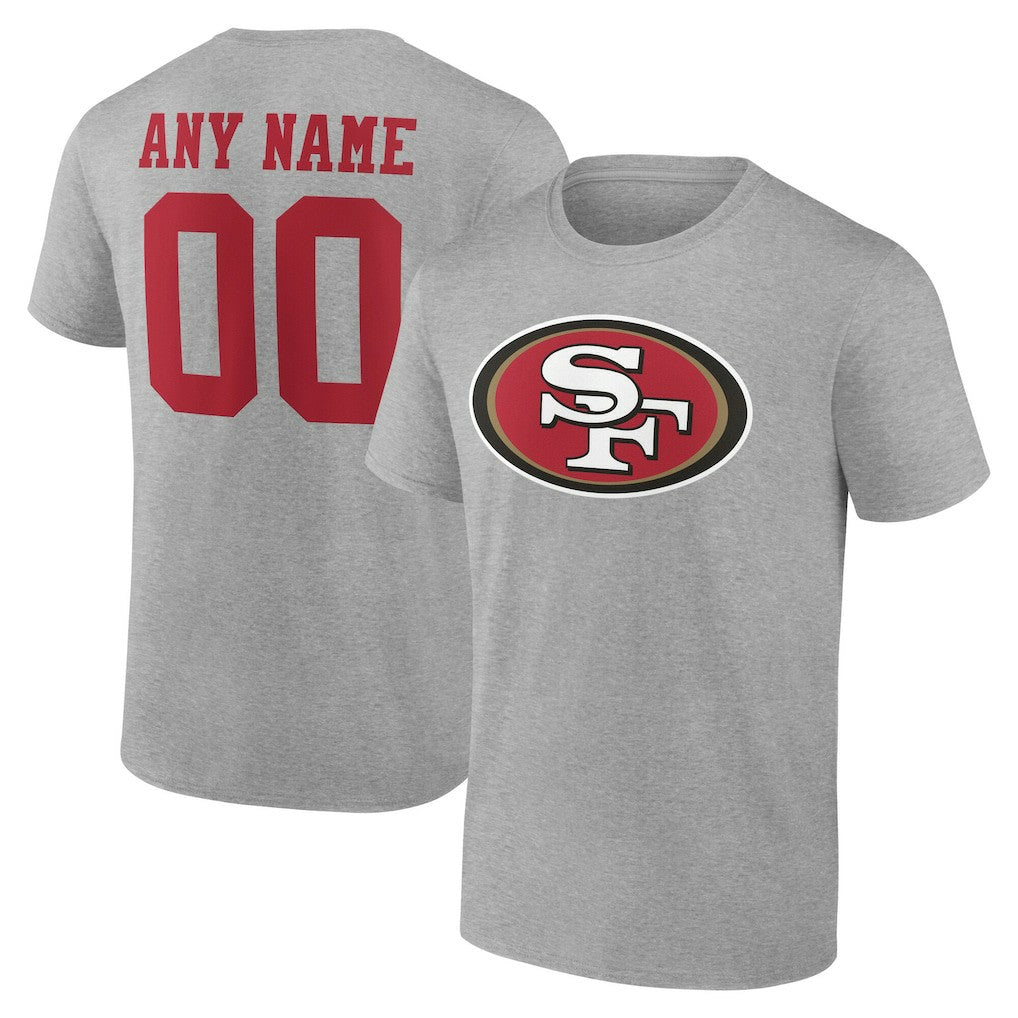 San Francisco 49ers Team Authentic Personalized Name & Number T-Shirt - Gray - NFL
