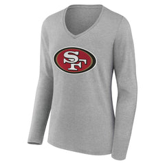 San Francisco 49ers Women's Team Authentic Personalized Name & Number Long Sleeve V-Neck T-Shirt - Gray - NFL
