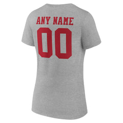 San Francisco 49ers Women's Team Authentic Personalized Name & Number V-Neck T-Shirt - Gray - NFL