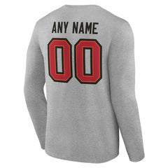 Tampa Bay Buccaneers Team Authentic Personalized Name & Number Long Sleeve T-Shirt - Gray - NFL