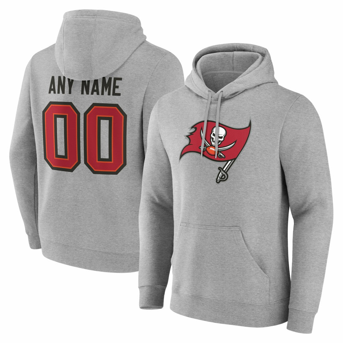 Tampa Bay Buccaneers Team Authentic Personalized Name & Number Hoodie - Gray - NFL