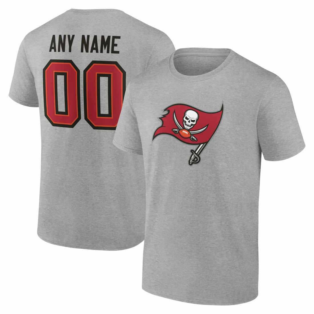Tampa Bay Buccaneers Team Authentic Personalized Name & Number T-Shirt - Gray - NFL