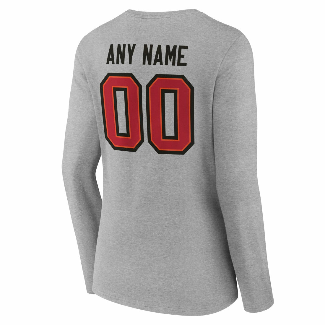 Tampa Bay Buccaneers Women's Team Authentic Personalized Name & Number Long Sleeve V-Neck T-Shirt - Gray - NFL