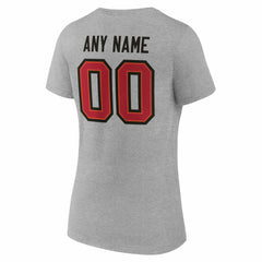 Tampa Bay Buccaneers Women's Team Authentic Personalized Name & Number V-Neck T-Shirt - Gray - NFL