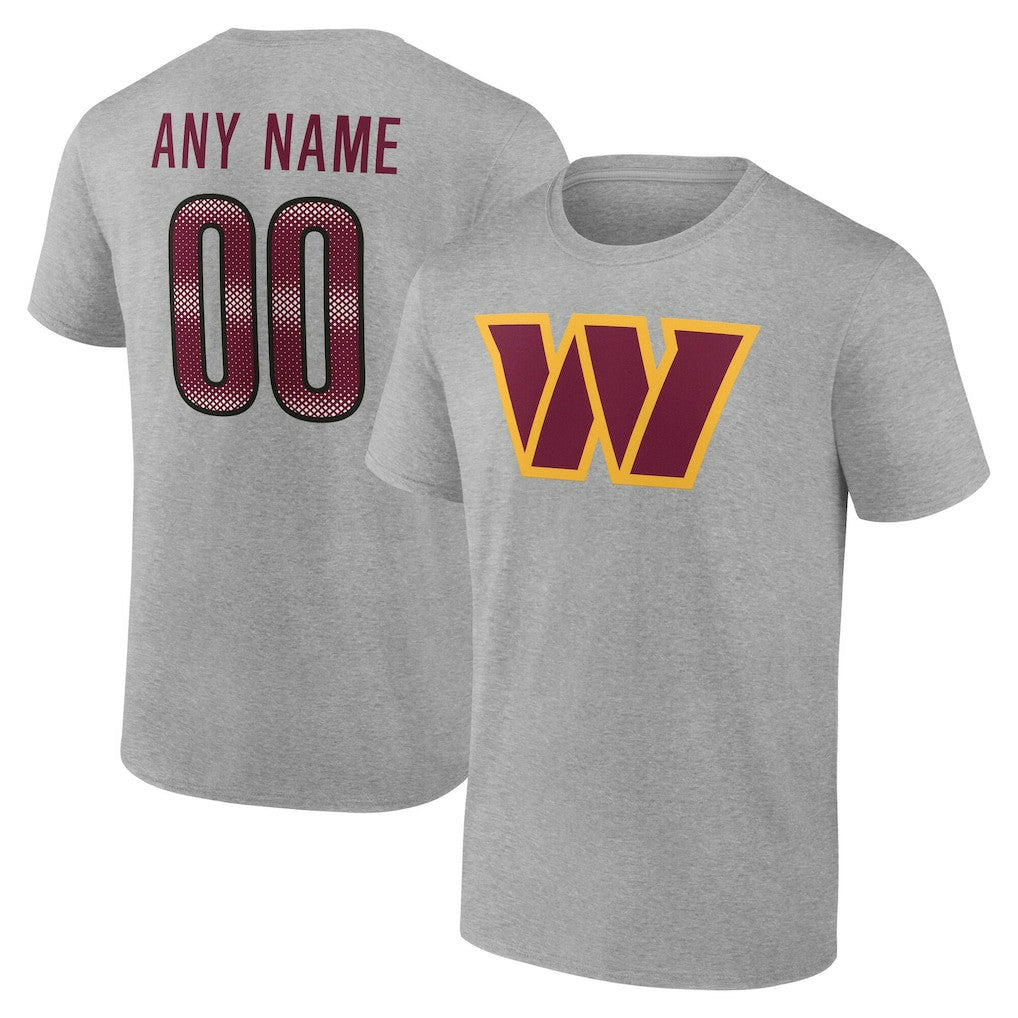 Washington Commanders Team Authentic Personalized Name & Number T-Shirt - Gray - NFL