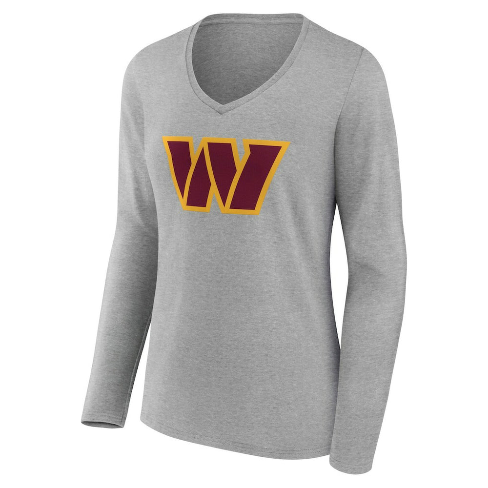Washington Commanders Women's Team Authentic Personalized Name & Number Long Sleeve V-Neck T-Shirt - Gray - NFL