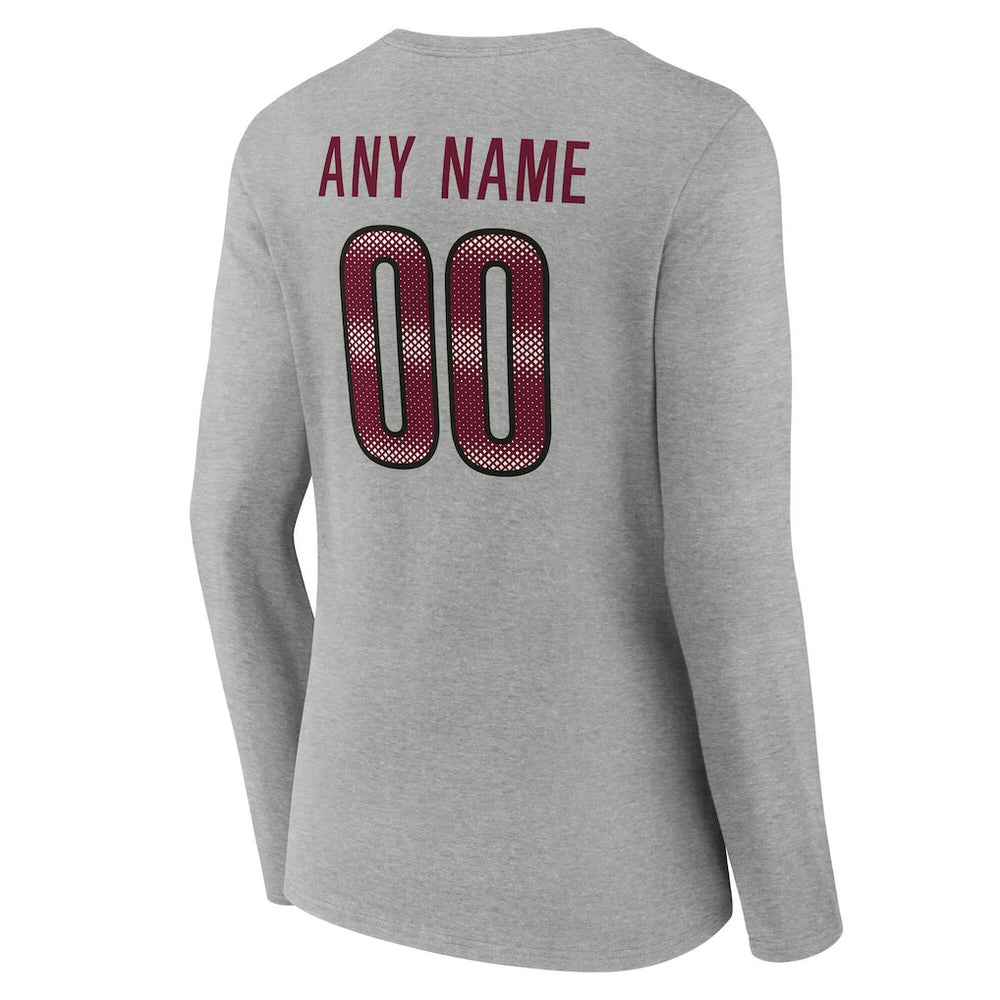 Washington Commanders Women's Team Authentic Personalized Name & Number Long Sleeve V-Neck T-Shirt - Gray - NFL