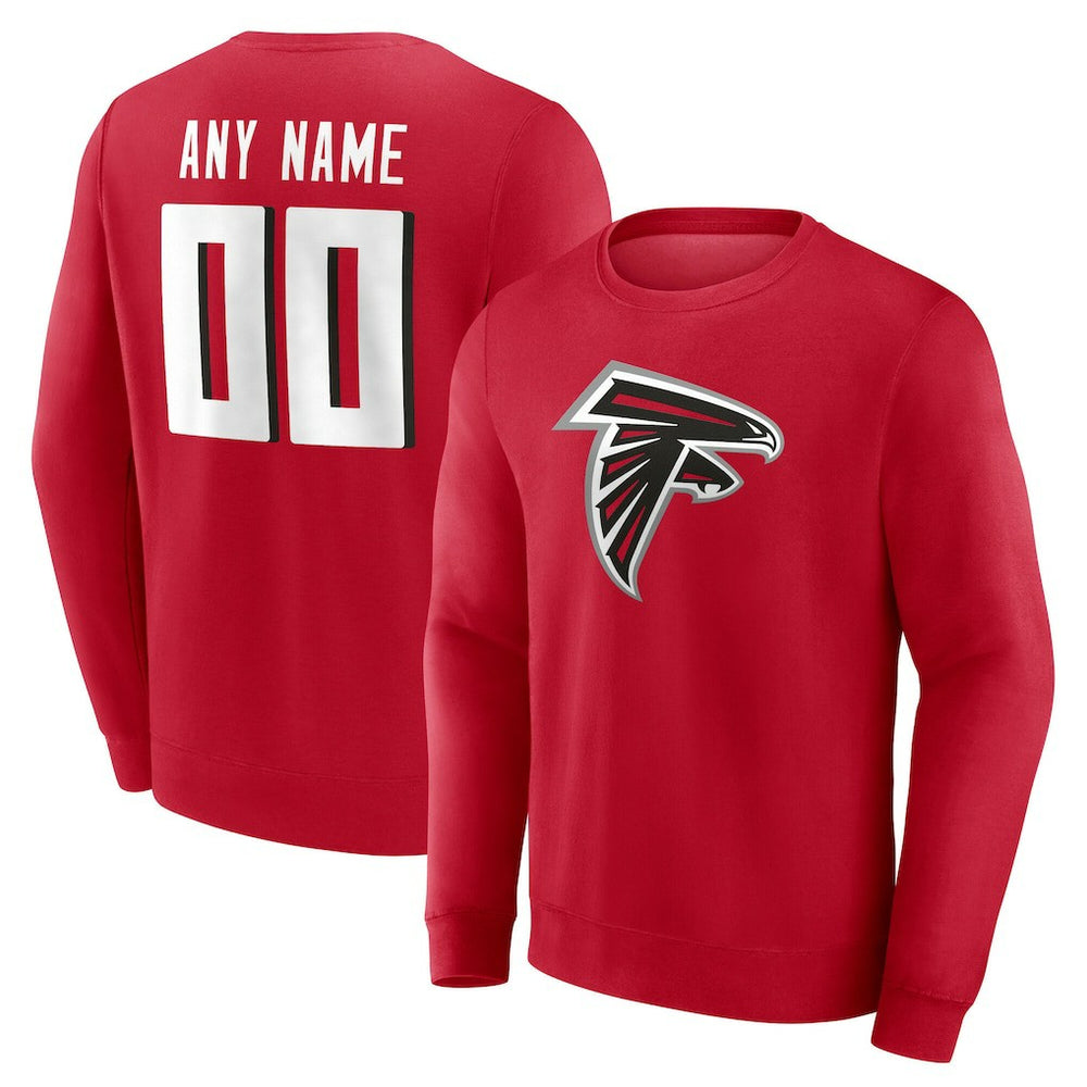 Atlanta Falcons Team Authentic Personalized Name & Number Sweatshirt - Red - NFL