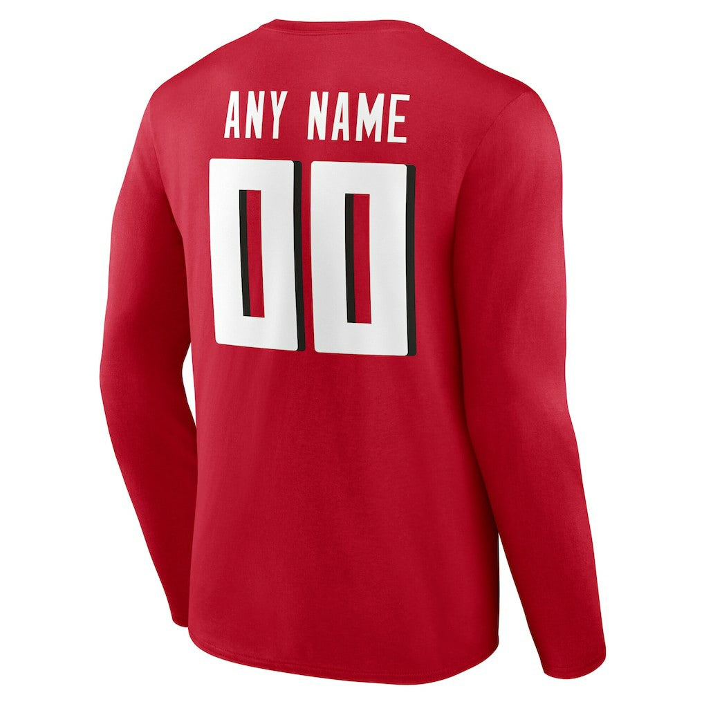 Atlanta Falcons Team Authentic Personalized Name & Number Long Sleeve T-Shirt - Red - NFL