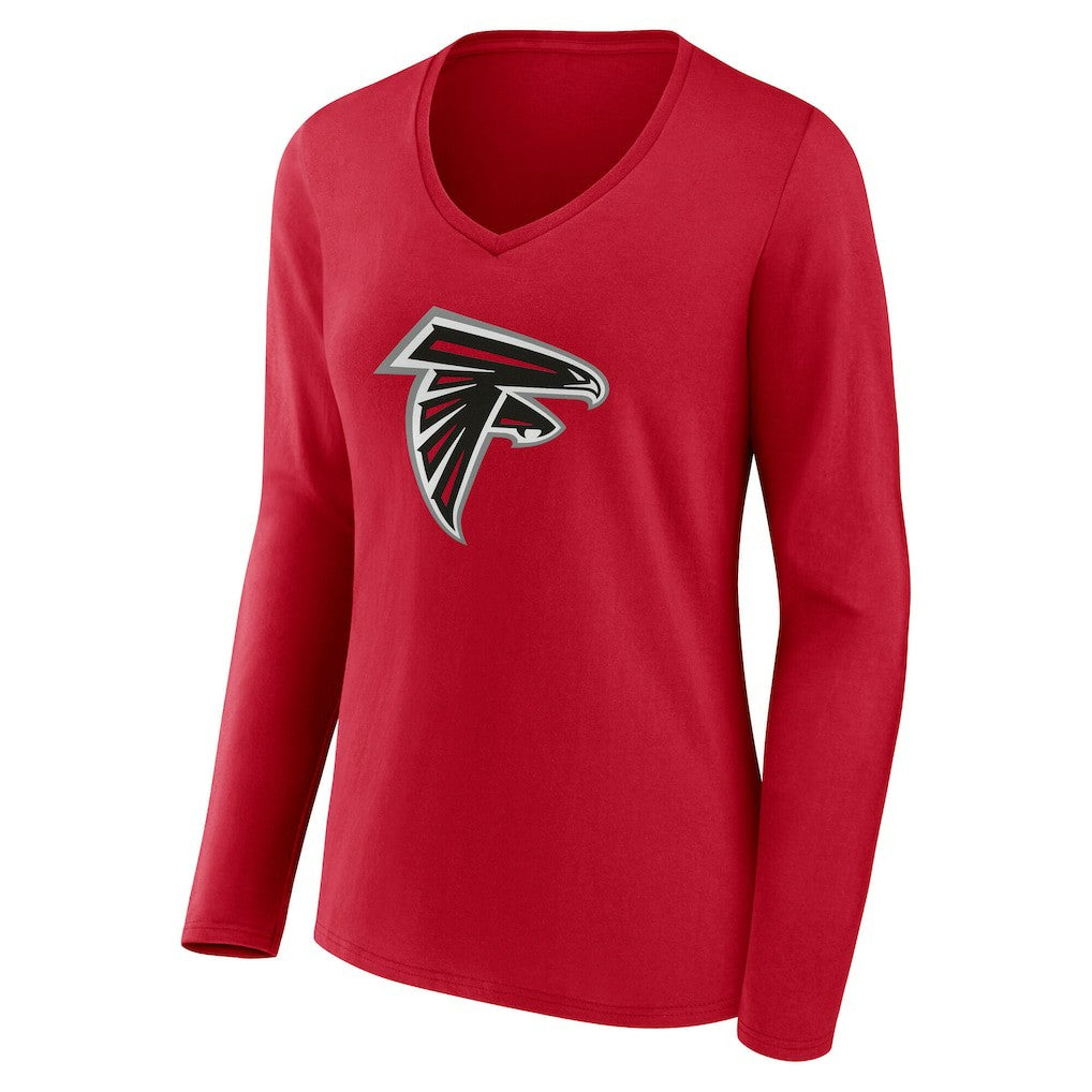 Atlanta Falcons Women's Team Authentic Personalized Name & Number Long Sleeve V-Neck T-Shirt - Red - NFL