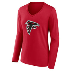 Atlanta Falcons Women's Team Authentic Personalized Name & Number Long Sleeve V-Neck T-Shirt - Red - NFL