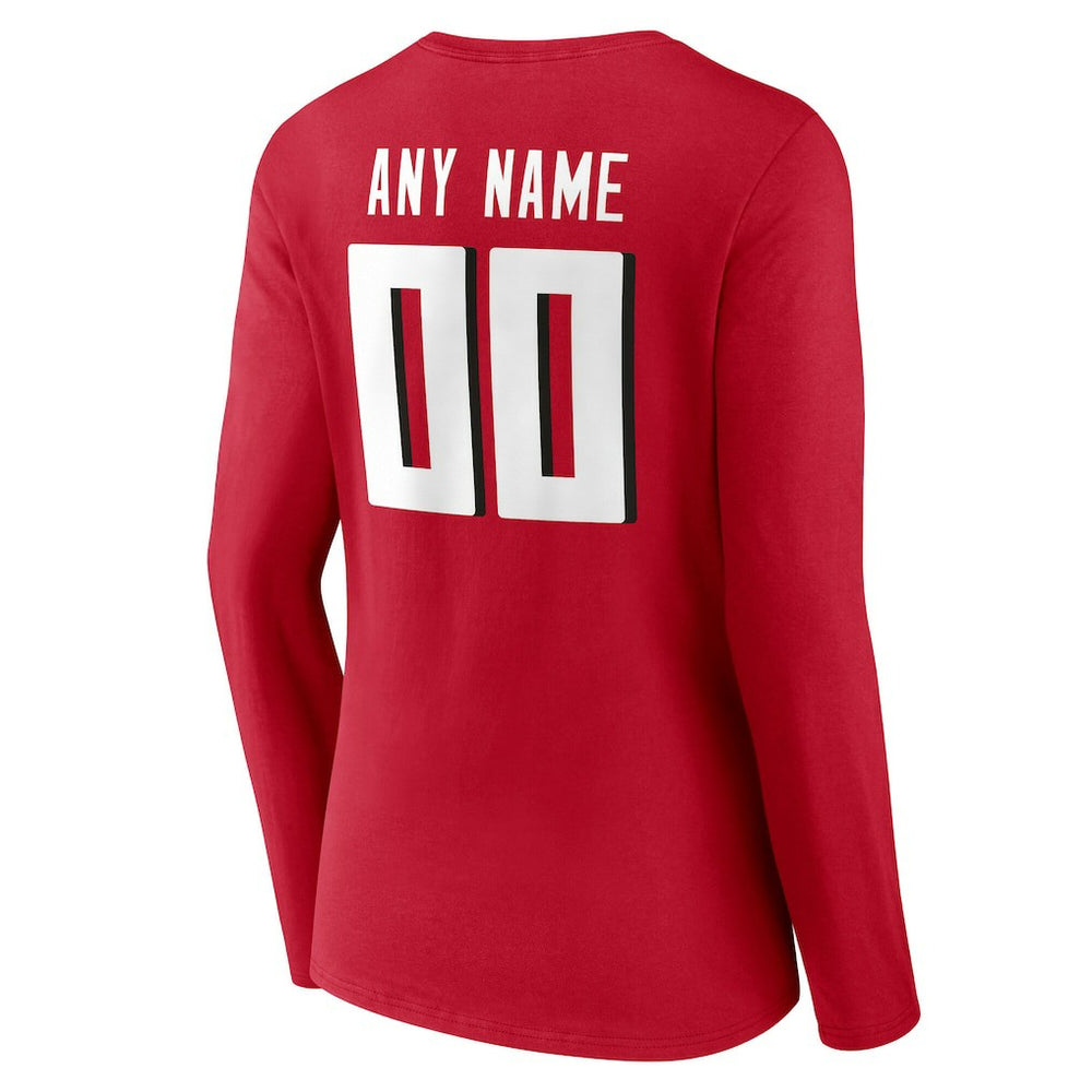 Atlanta Falcons Women's Team Authentic Personalized Name & Number Long Sleeve V-Neck T-Shirt - Red - NFL