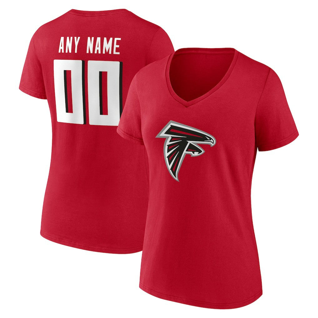 Atlanta Falcons Women's Team Authentic Personalized Name & Number V-Neck T-Shirt - Red - NFL