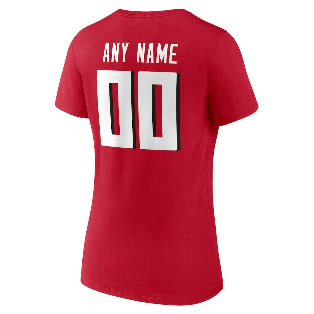 Atlanta Falcons Women's Team Authentic Personalized Name & Number V-Neck T-Shirt - Red - NFL