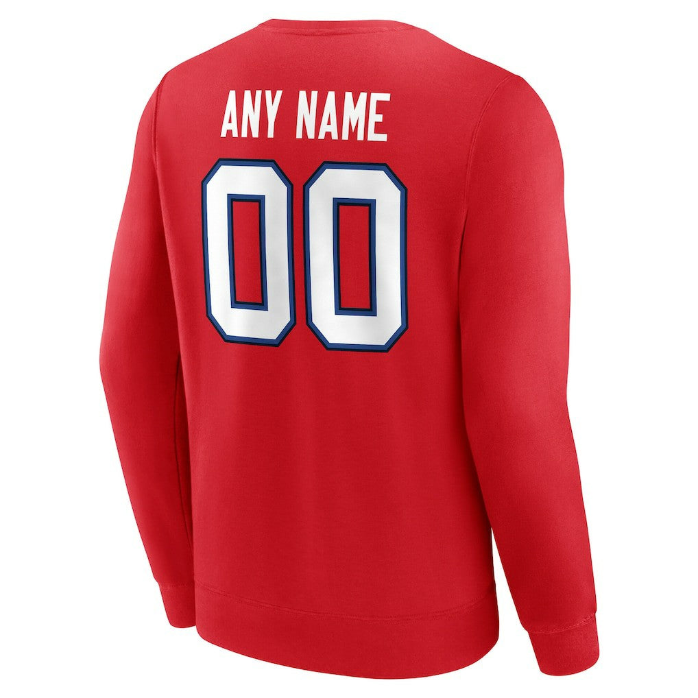 Buffalo Bills Team Authentic Personalized Name & Number Sweatshirt - Red - NFL