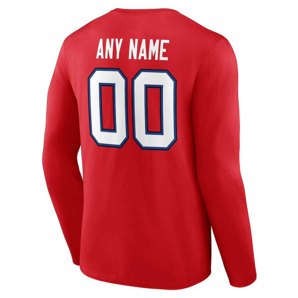 Buffalo Bills Team Authentic Personalized Name & Number Long Sleeve T-Shirt - Red - NFL