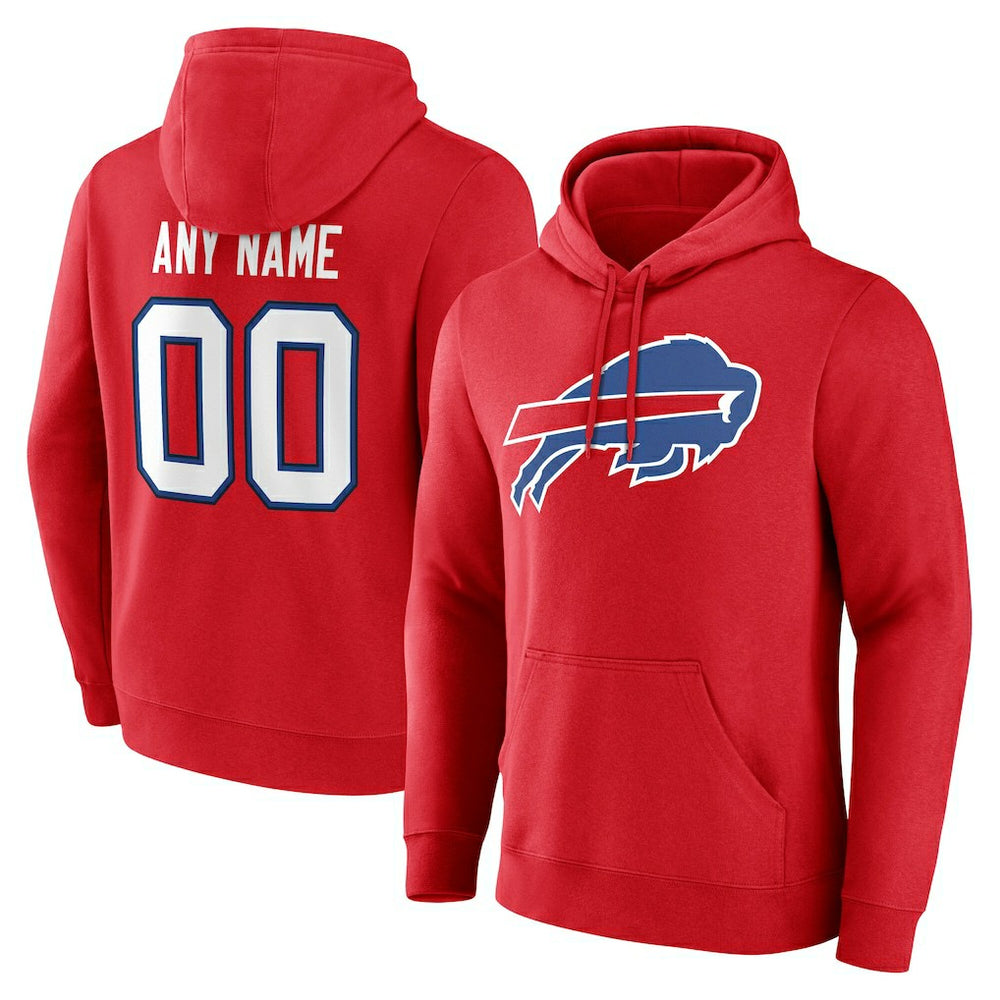 Buffalo Bills Team Authentic Personalized Name & Number Hoodie - Red - NFL