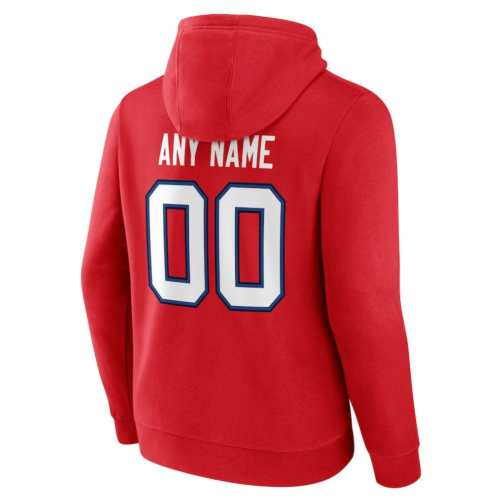 Buffalo Bills Team Authentic Personalized Name & Number Hoodie - Red - NFL