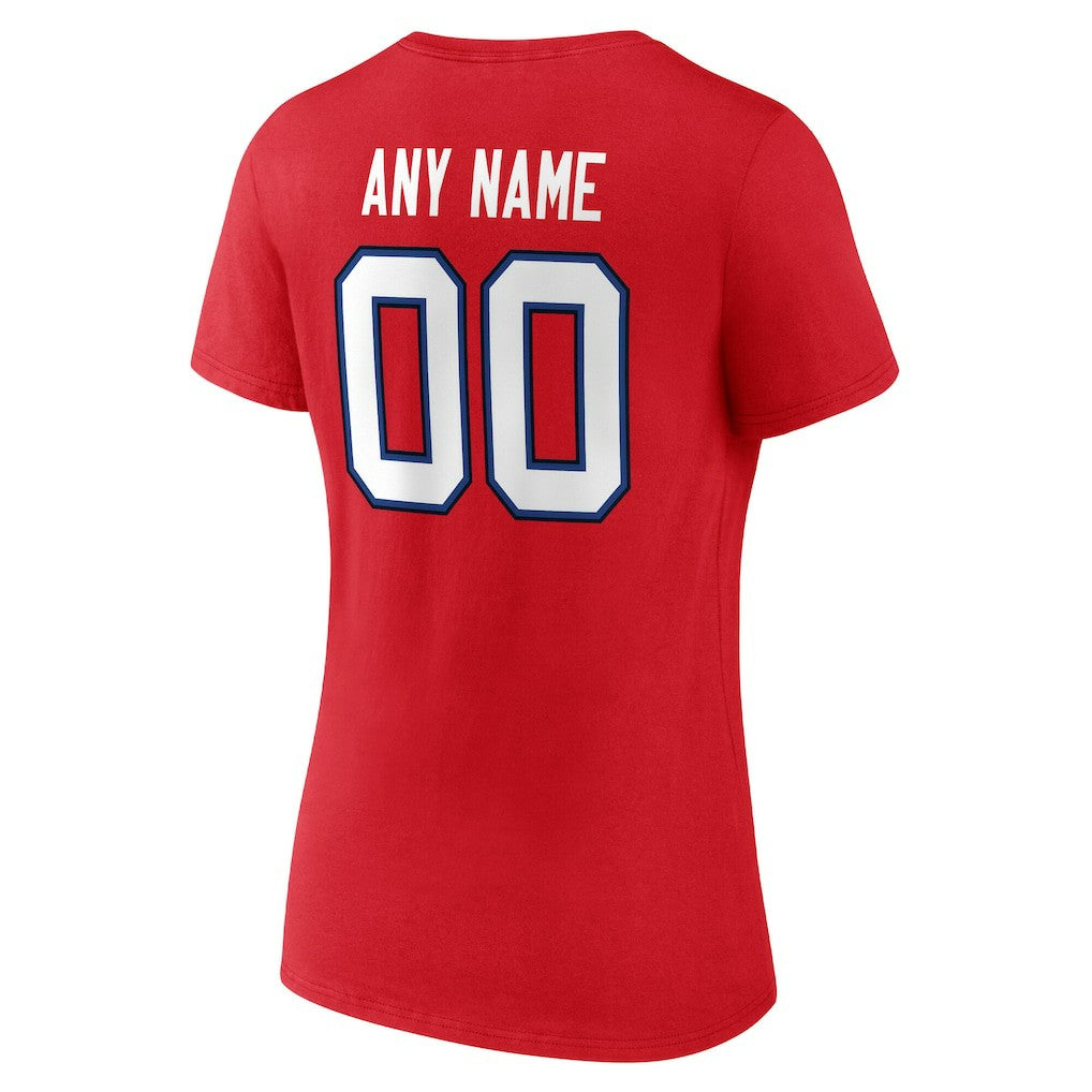 Buffalo Bills Women's Team Authentic Personalized Name & Number V-Neck T-Shirt - Red - NFL