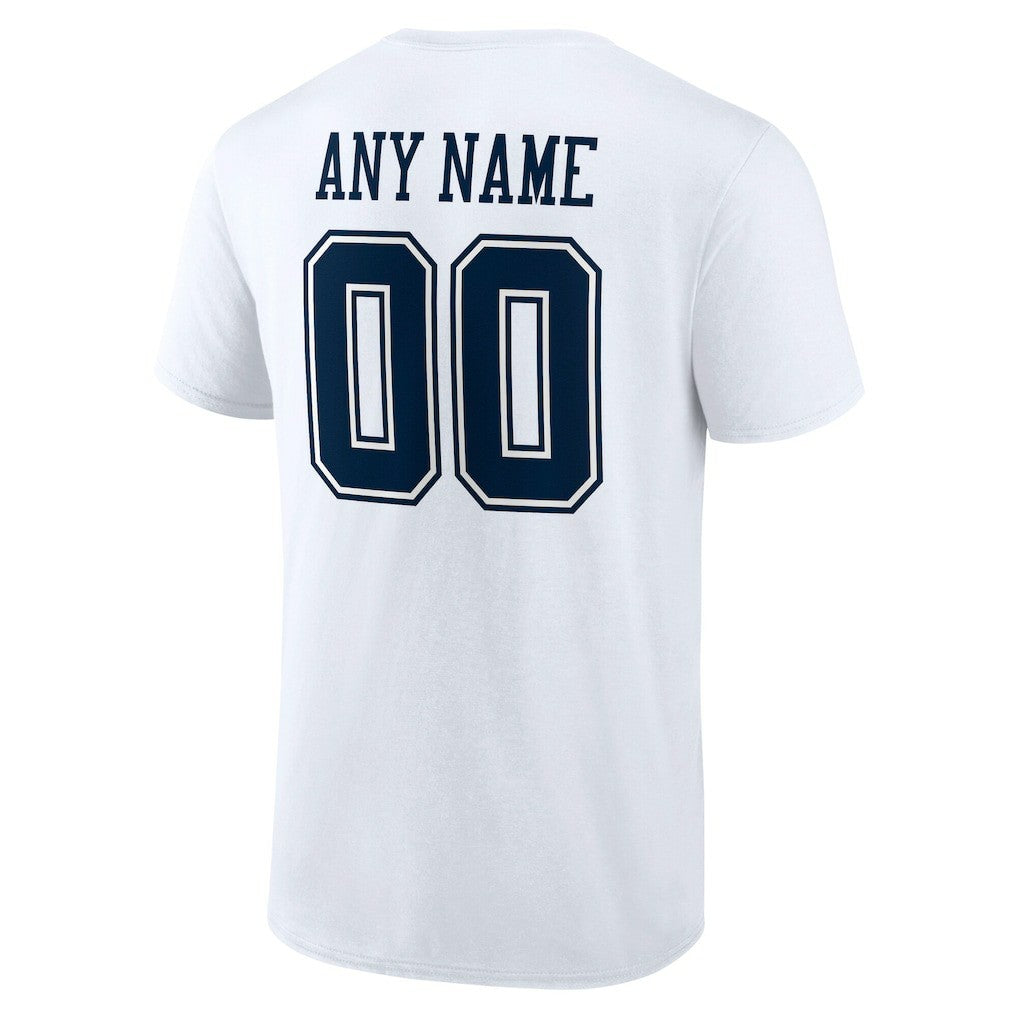 Dallas Cowboys Team Authentic Personalized Name & Number T-Shirt - White - NFL