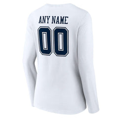 Dallas Cowboys Women's Team Authentic Personalized Name & Number Long Sleeve V-Neck T-Shirt - White - NFL