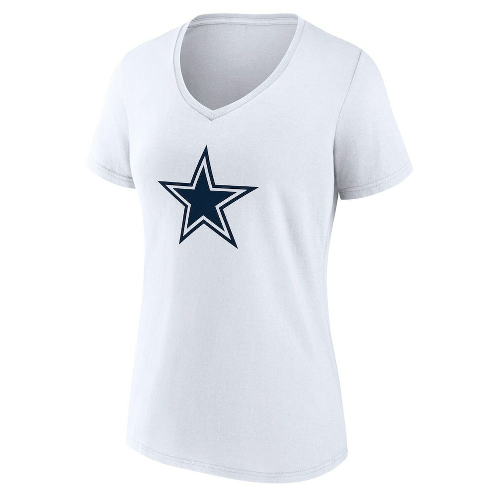 Dallas Cowboys Women's Team Authentic Personalized Name & Number V-Neck T-Shirt - White - NFL