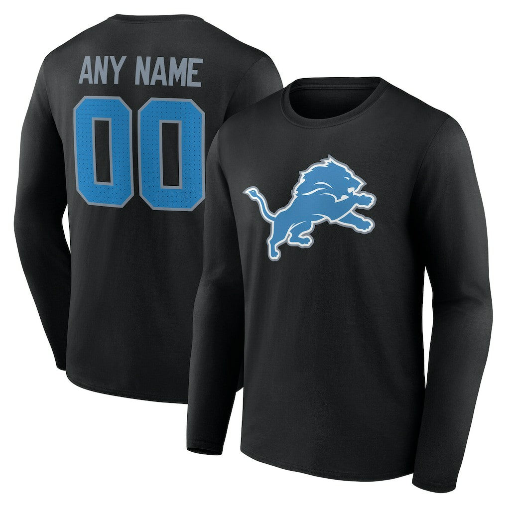 Detroit Lions Team Authentic Personalized Name & Number Long Sleeve T-Shirt - Black - NFL