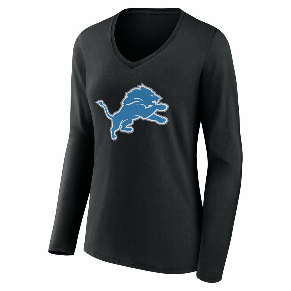 Detroit Lions Women's Team Authentic Personalized Name & Number Long Sleeve V-Neck T-Shirt - Black - NFL