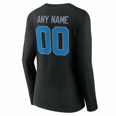 Detroit Lions Women's Team Authentic Personalized Name & Number Long Sleeve V-Neck T-Shirt - Black - NFL