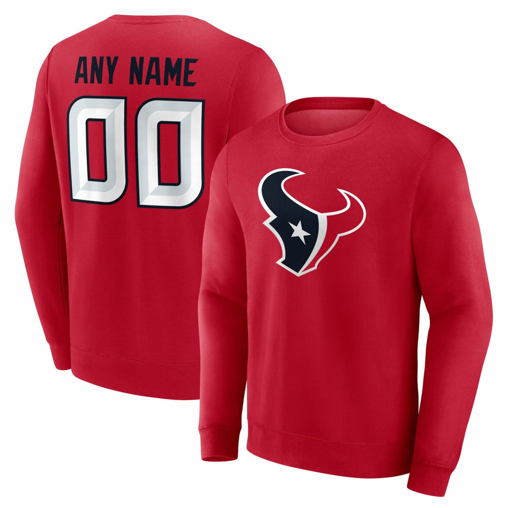 Houston Texans Team Authentic Personalized Name & Number Sweatshirt - Red - NFL