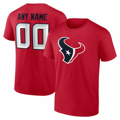 Houston Texans Team Authentic Personalized Name & Number T-Shirt - Red - NFL