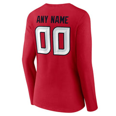 Houston Texans Women's Team Authentic Personalized Name & Number Long Sleeve V-Neck T-Shirt - Red - NFL