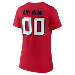 Houston Texans Women's Team Authentic Personalized Name & Number V-Neck T-Shirt - Red - NFL