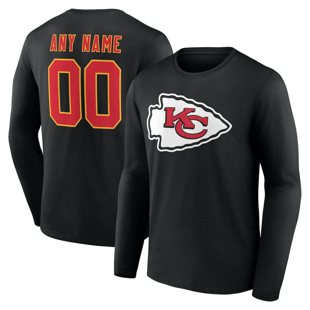 Kansas City Chiefs Team Authentic Personalized Name & Number Long Sleeve T-Shirt - Black - NFL