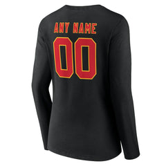Kansas City Chiefs Women's Team Authentic Personalized Name & Number Long Sleeve V-Neck T-Shirt - Black - NFL