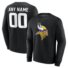Minnesota Vikings Team Authentic Personalized Name & Number Sweatshirt - Black - NFL