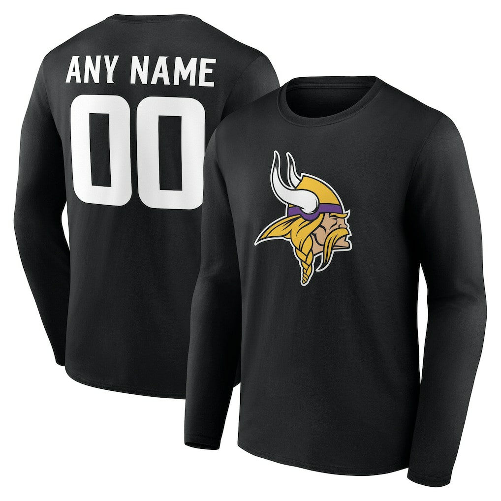 Minnesota Vikings Team Authentic Personalized Name & Number Long Sleeve T-Shirt - Black - NFL