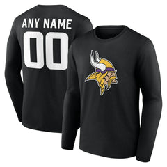 Minnesota Vikings Team Authentic Personalized Name & Number Long Sleeve T-Shirt - Black - NFL