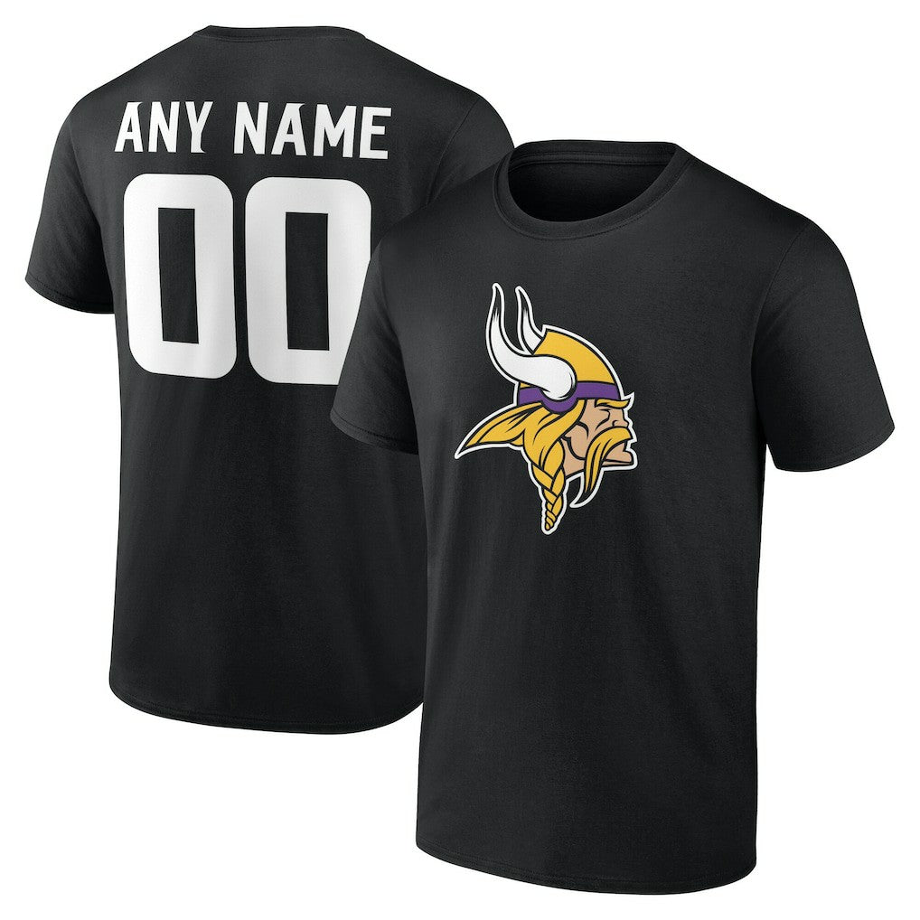 Minnesota Vikings Team Authentic Personalized Name & Number T-Shirt - Black - NFL