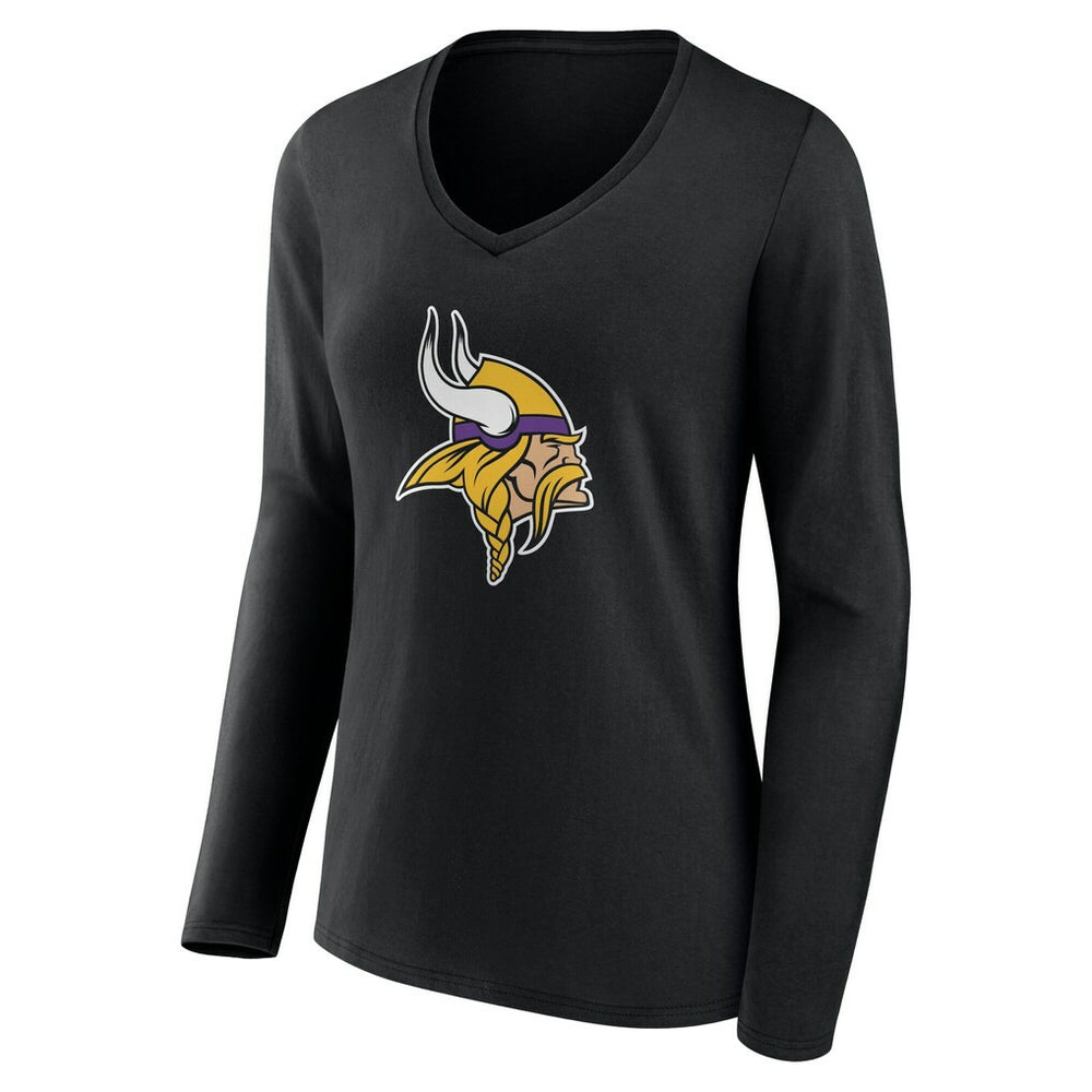 Minnesota Vikings Women's Team Authentic Personalized Name & Number Long Sleeve V-Neck T-Shirt - Black - NFL