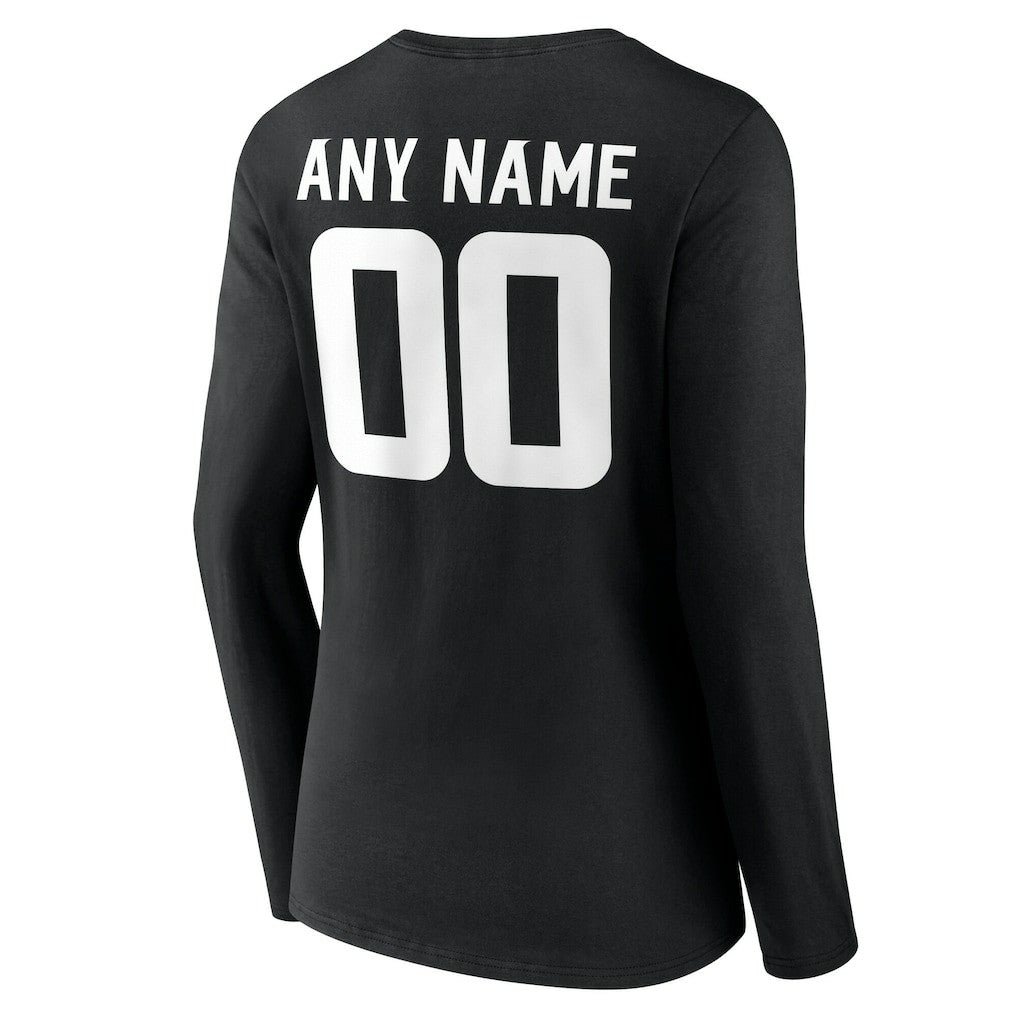 Minnesota Vikings Women's Team Authentic Personalized Name & Number Long Sleeve V-Neck T-Shirt - Black - NFL